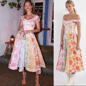 Zimmermann Rainbow Postcard Spliced MIDI Dress Originally $2100+